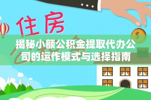 南靖揭秘小额公积金提取代办公司的运作模式与选择指南